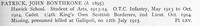 Patrick J B 2nd Lt 4th Kings Own Scottish Borderers Obit