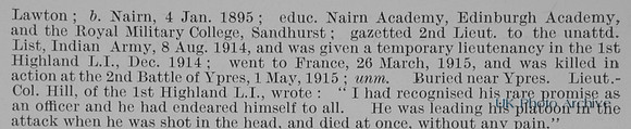 MacKintosh J L Lt 1st Highland Light Infantry Obit Part 2