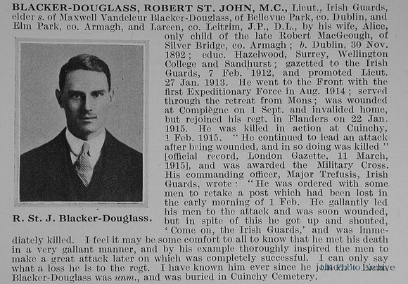 Blacker-Douglass R St J Lt MC Irish Guards Obit