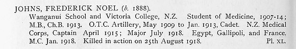 John F N Major MC New Zealand Medical Corps Obit