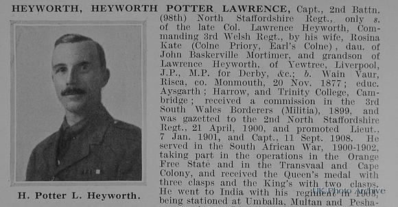 Heyworth H P L Captain 2nd North Staffs Regiment Obit Part 1