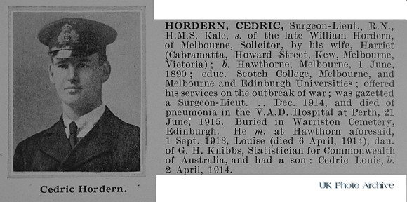 Hordern C Surg Lt HMS Kale Royal Navy Obit