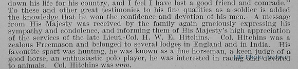 Hitchins H W E Lt Col 1st Manchester Regiment Obit Part 4