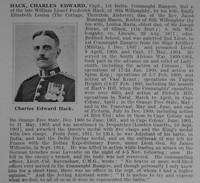 Hack C E Captain 1st Connaught Rangers Obit