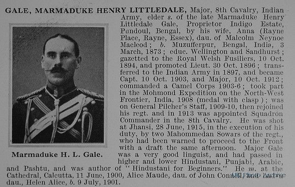 Gale M H L Major Indian Army Obit