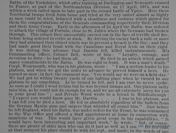 Darwin E 2nd Lt 4th Yorkshire Regiment Obit Part 2