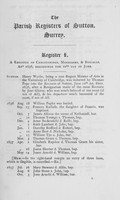 Sutton Parish Registers Page 1