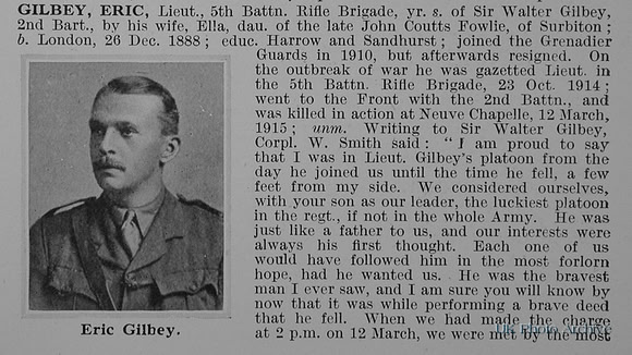 Gilbey E Lt 5th Rifle Brigade Obit Part 1