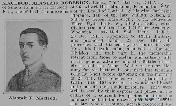 MacLeod A R Lt Royal Horse Artillery Obit Part 1