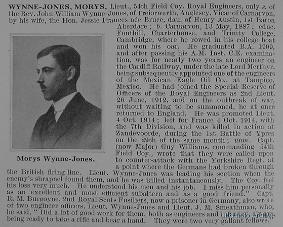 Wynne-Jones M Lt Royal Engineers Obit