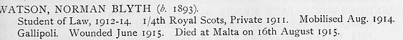 Watson N B Pte 4th Royal Scots Obit
