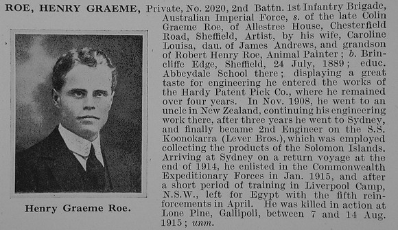 Roe H G Pte 2020  2nd Australian Imperial Force Obit