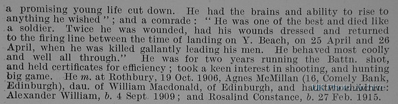 Redpath J T 2nd Lt 1st King Own Scottish Borderers Obit Part 2 De Ruvignys Roll Of Honour Vol 1