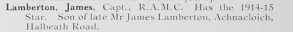 Lamberton J Captain Royal Army Medical Corps
