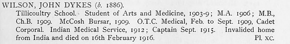 Wilson J D Captain Indian Army Obit