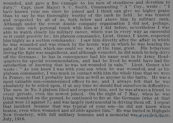Hocking F J L/Sergt DCM 1027 7th Middlesex Regiment Obit Part 2
