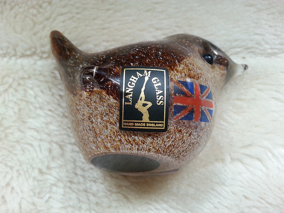 Langham Glass Wren Paperweight Signed Paul Miller