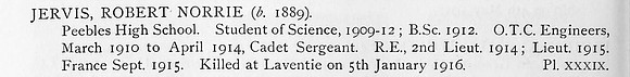 Jervis R N Lt Royal Engineers Obit