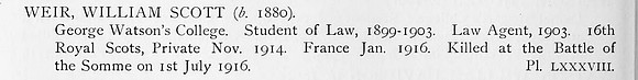 Weir W S Pte 16th Royal Scots Obit