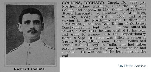 Collins R Cpl 9882 1st Northumberland Fusiliers Obit