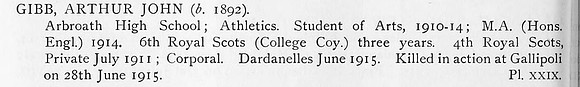 Gibb A J Cpl 4th Royal Scots Obit