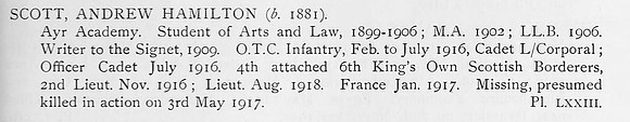 Scott A H Lt 6th King's Own Scottish Borderers