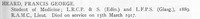 Heard F G Lt Royal Army Medical Corps Obit