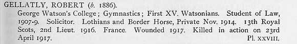 Gellatly R 2nd Lt 13th Royal Scots Obit
