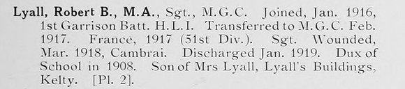 Lyall R B Sergt Machine Gun Corps Photo Available Plate 2