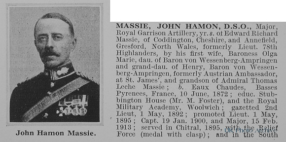 Massie J H Major DSO Royal Garrison Artillery Obit Part 1