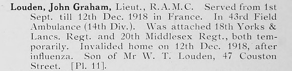 Louden J G Lt Royal Army Medical Corps Photo Available Plate 11