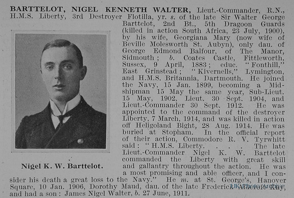 Barttelot N K W Lt Comm HMS Liberty Royal Navy Obit