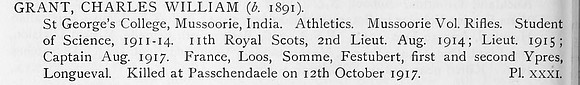 Grant C W Captain 11th Royal Scots Obit
