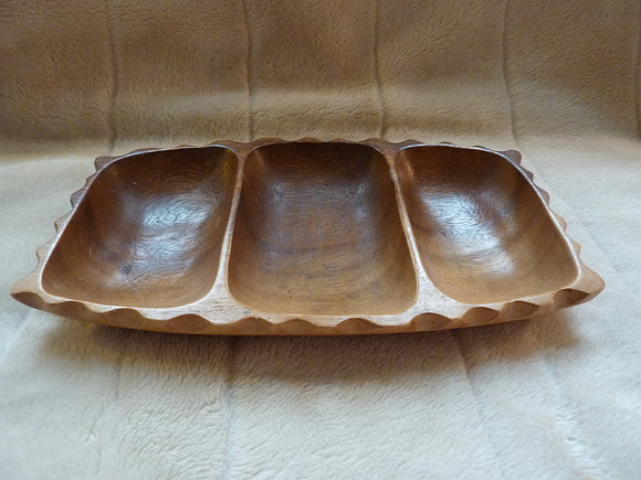Vintage Retro Mid Century Teak Hors D'oeuvre Dish