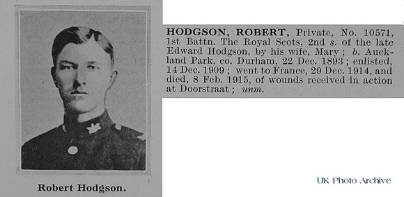 Hodgson R Pte 10571 1st Royal Scots Obit