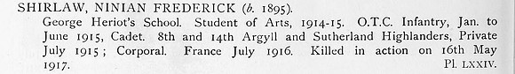 Shirlaw N F Cpl S/9043 8th Argyll And Sutherland Highlanders