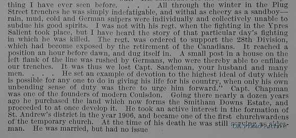 Chapman A T Captain 3rd East Surrey Regiment Attd 1st Hampshire Regiment Obit Part 2