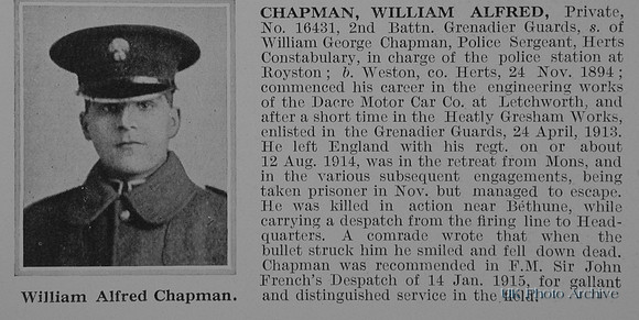 Chapman W A Pte 16431 2nd Grenadier Guards Obit
