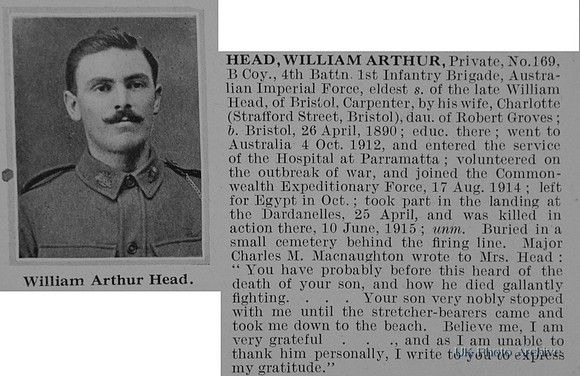Head W A Pte 169 4th Australian Imperial Force Obit