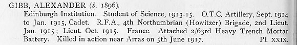 Gibb A Lt Royal Field Artillery Obit