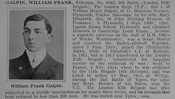 Galpin W F Rfn 9365 5th London Regiment Obit