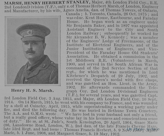 Marsh H H S Major Royal Engineers Obit