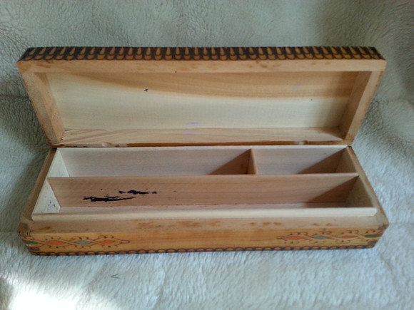 1960s Wooden Pencil Case Interior