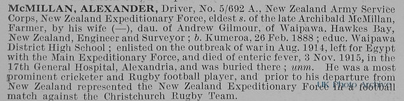 McMillan A Dvr 5/692 New Zealand Army Service Corps Obit
