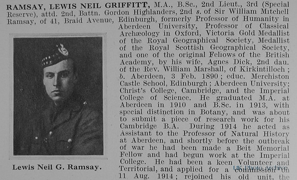 Ramsay L N G 2nd Lt 2nd Gordon Highlanders Obit Part 1
