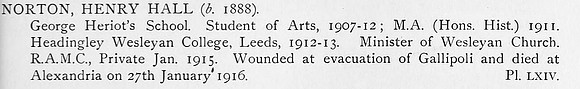 Norton H H Pte 50082 Royal Army Medical Corps Obit