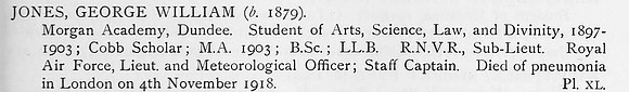 Jones G W Captain RNVR Trans to Royal Air Force Obit