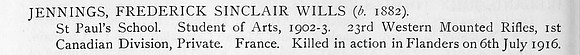 Jennings F S W Pte 23rd Mounted Rifles CEF Obit