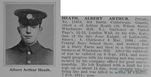 Heath A A Pte 11854 3rd Coldstream Guards Obit