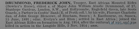 Drummond F J Tpr East African Mounted Rifles Obit